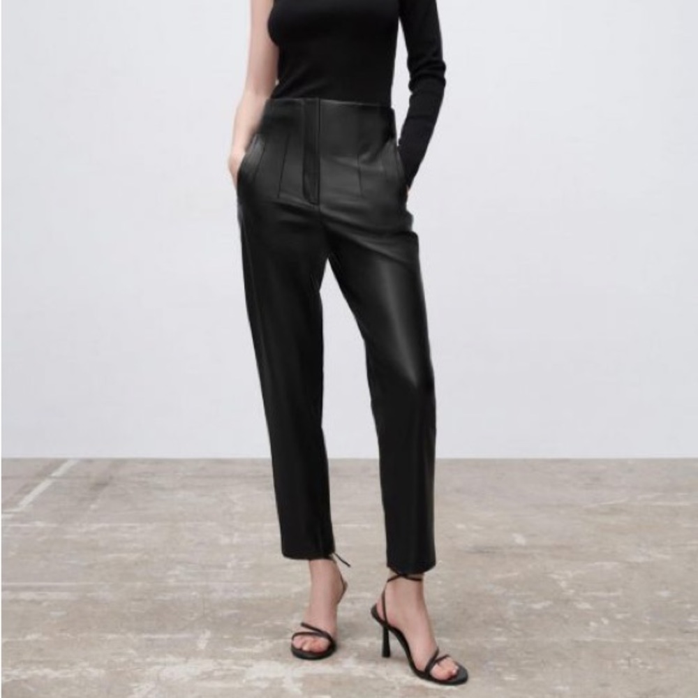 ZARA HIGH-RISE FAUX LEATHER PANTS